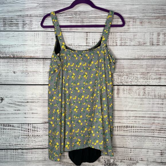Vintage It Figures Slender Thighs Swim Dress Plus Size 20 Swimsuit Yellow Floral - Picture 3 of 9